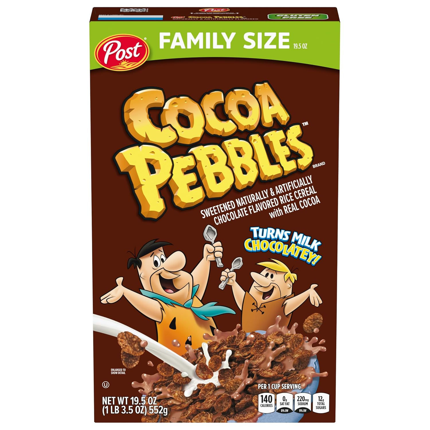 Cocoa PEBBLES Chocolate Breakfast Cereal, Gluten Free, 19.5 oz Box
