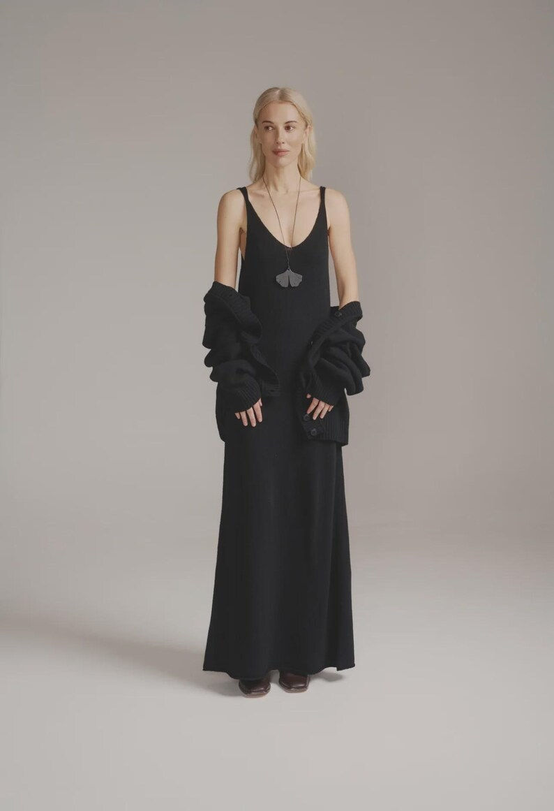 Sleeveless maxi dress in lambswool