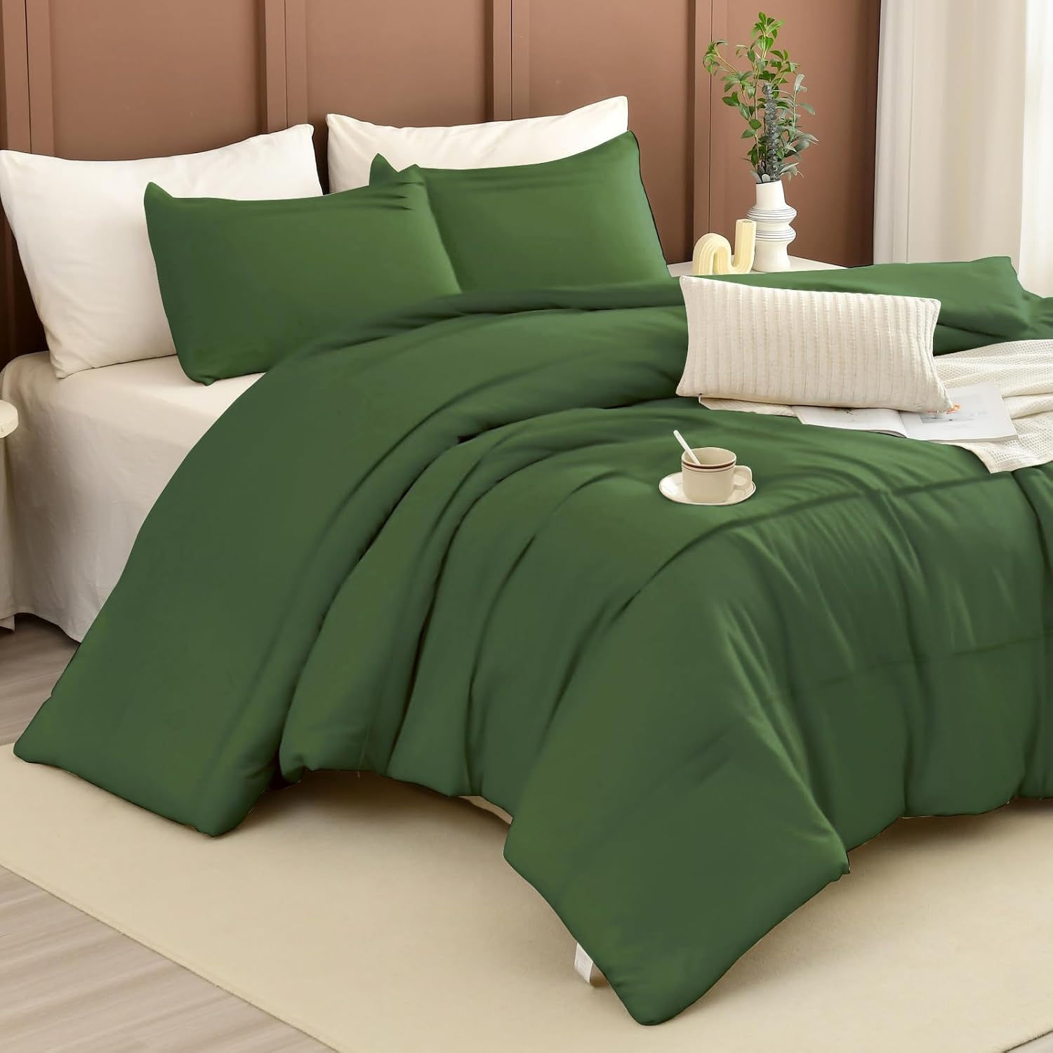 Masaca Oversized King Comforter 128x120,Linen Like Textured Ruched Shabby Boho