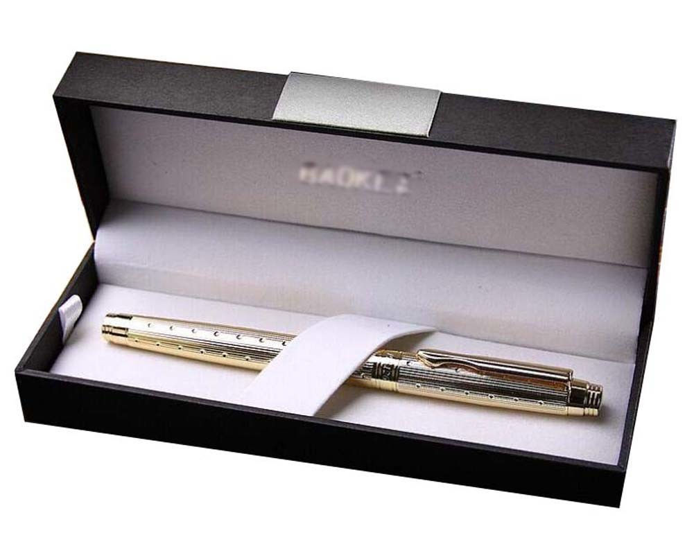 Luxury Gold Barrel Gel Ink Roller Ball Pens with Large Capacity, Black Ink(Gold)