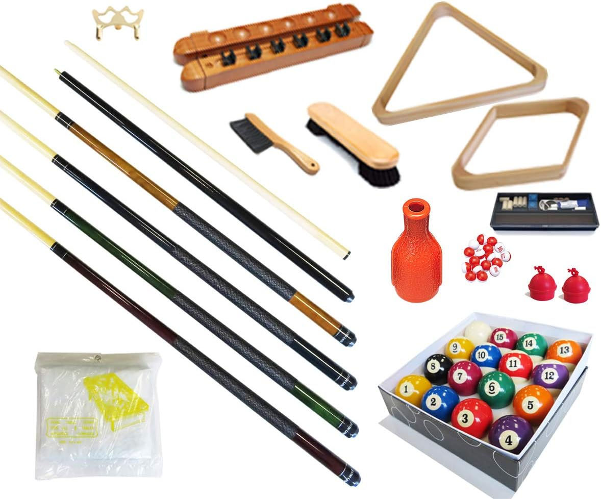 Table - Premium Billiard 32 Pieces Accessory Kit - Pool Cue Sticks