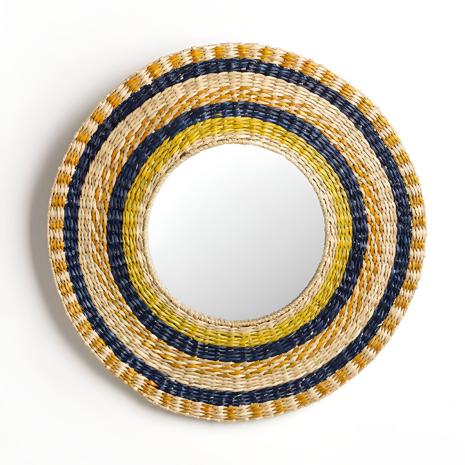 Cheap price oversized seagrass straw mirror handmade beautiful wall hanging lar