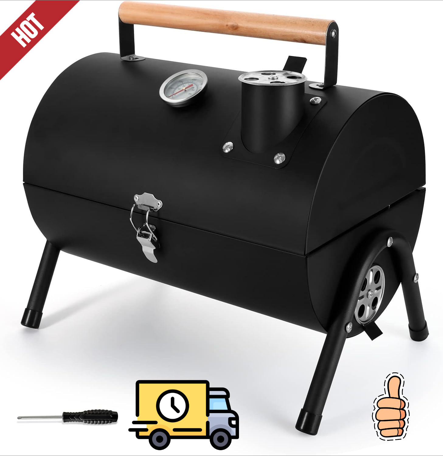 Portable Charcoal Grill, Tabletop Charcoal Grill for Outdoor, Mini BBQ Grill wit