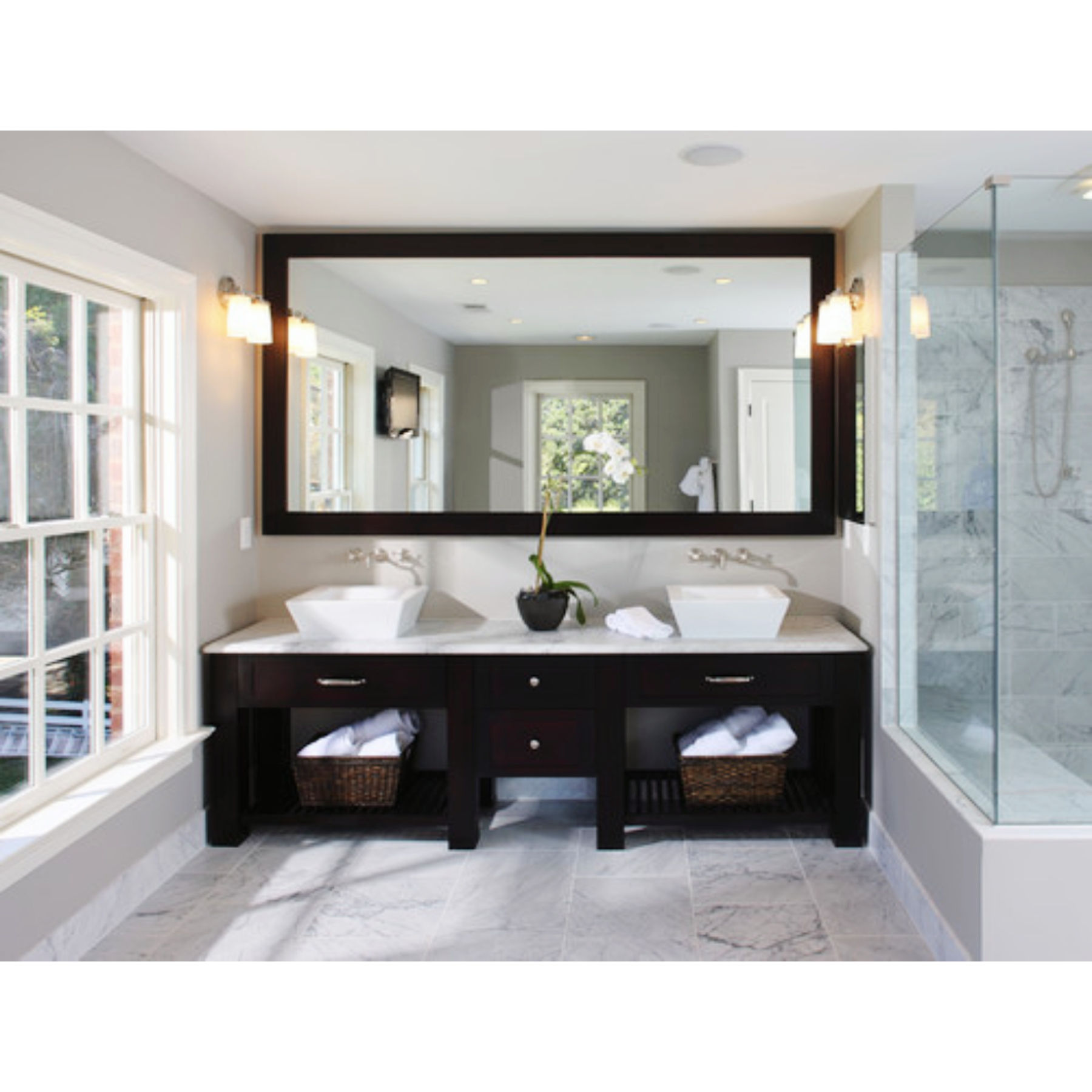 CBMmart Modern Wood Bathroom Vanities Ceramic Single Sink Double Sink Waterproo