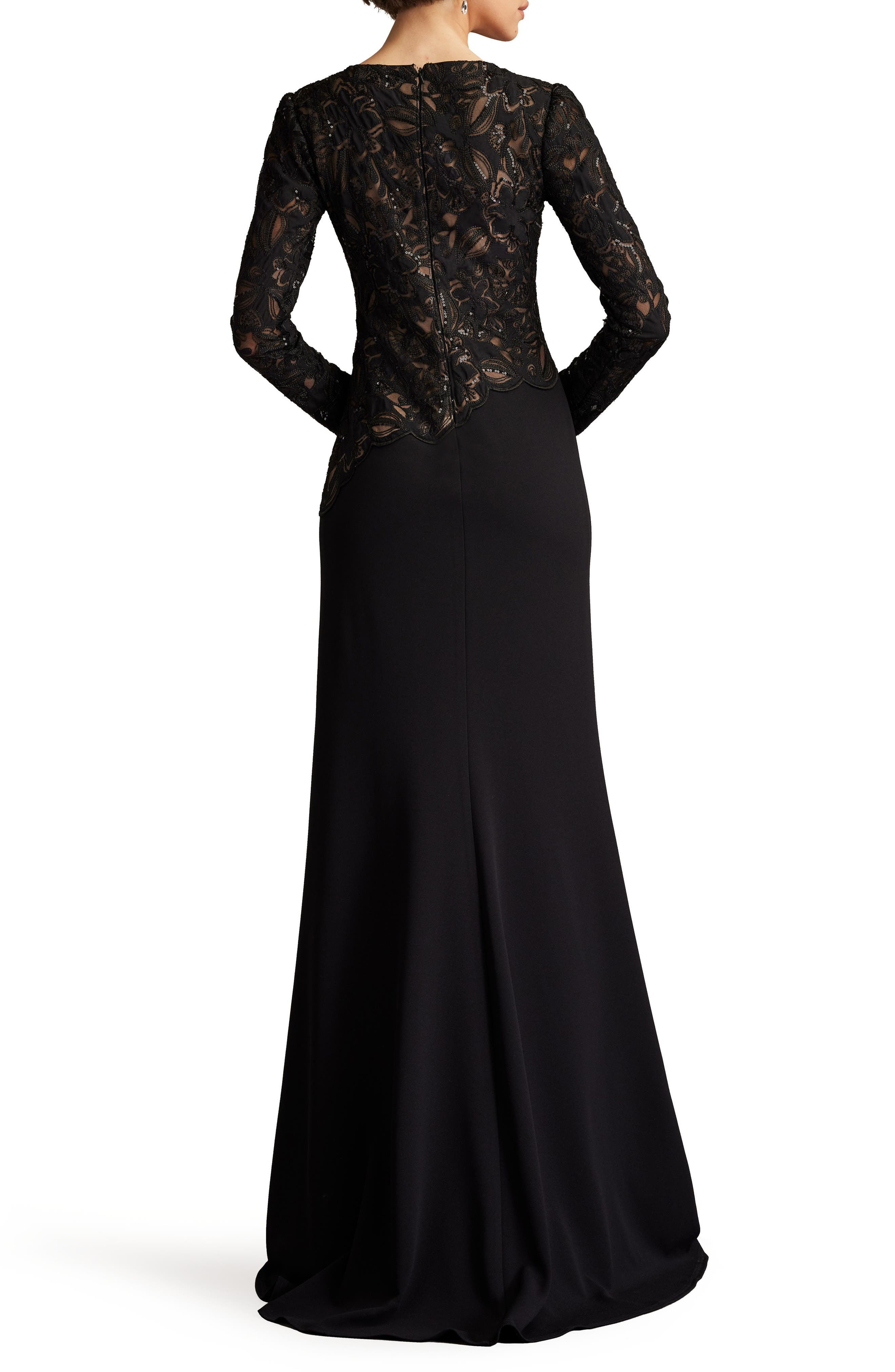 Embroidered Lace Long Sleeve Gown