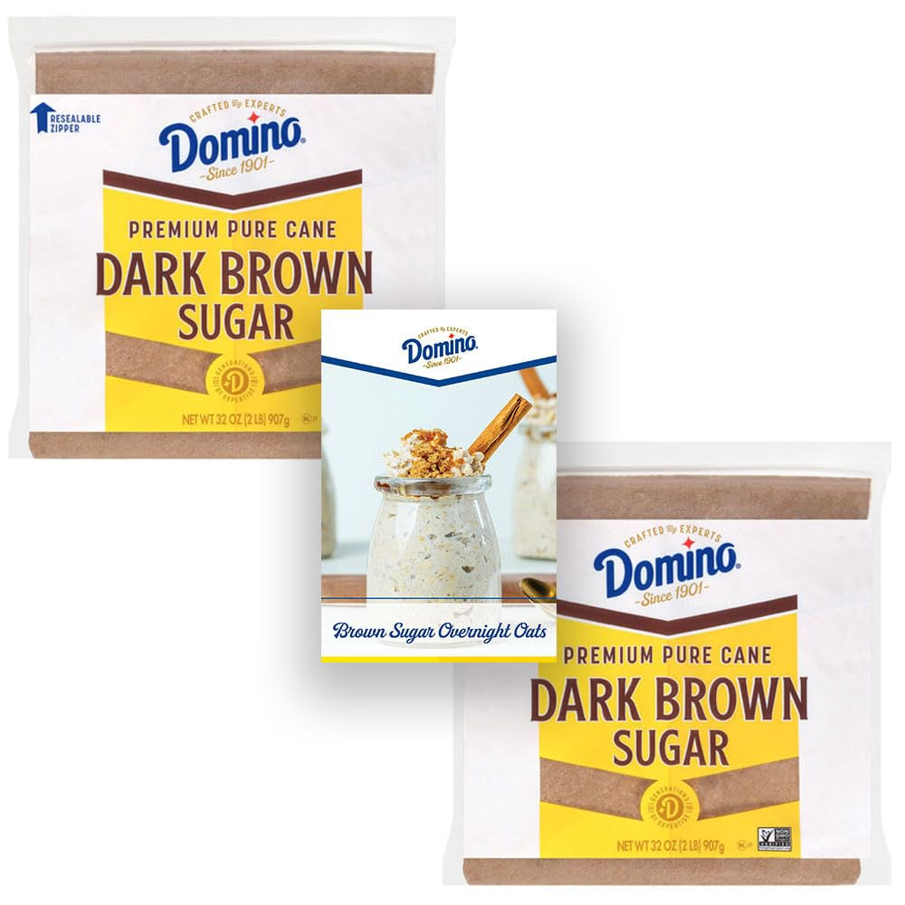Domino® Dark Brown Sugar, 2 lb Zipper Bag (2-Pack) - Rich Molasses Flavor for B
