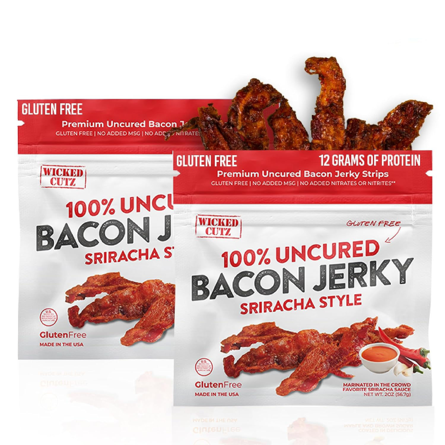 Old Fashioned Maple Bacon Jerky, Candied Jerky with 16g Protein Per Bag, Tender