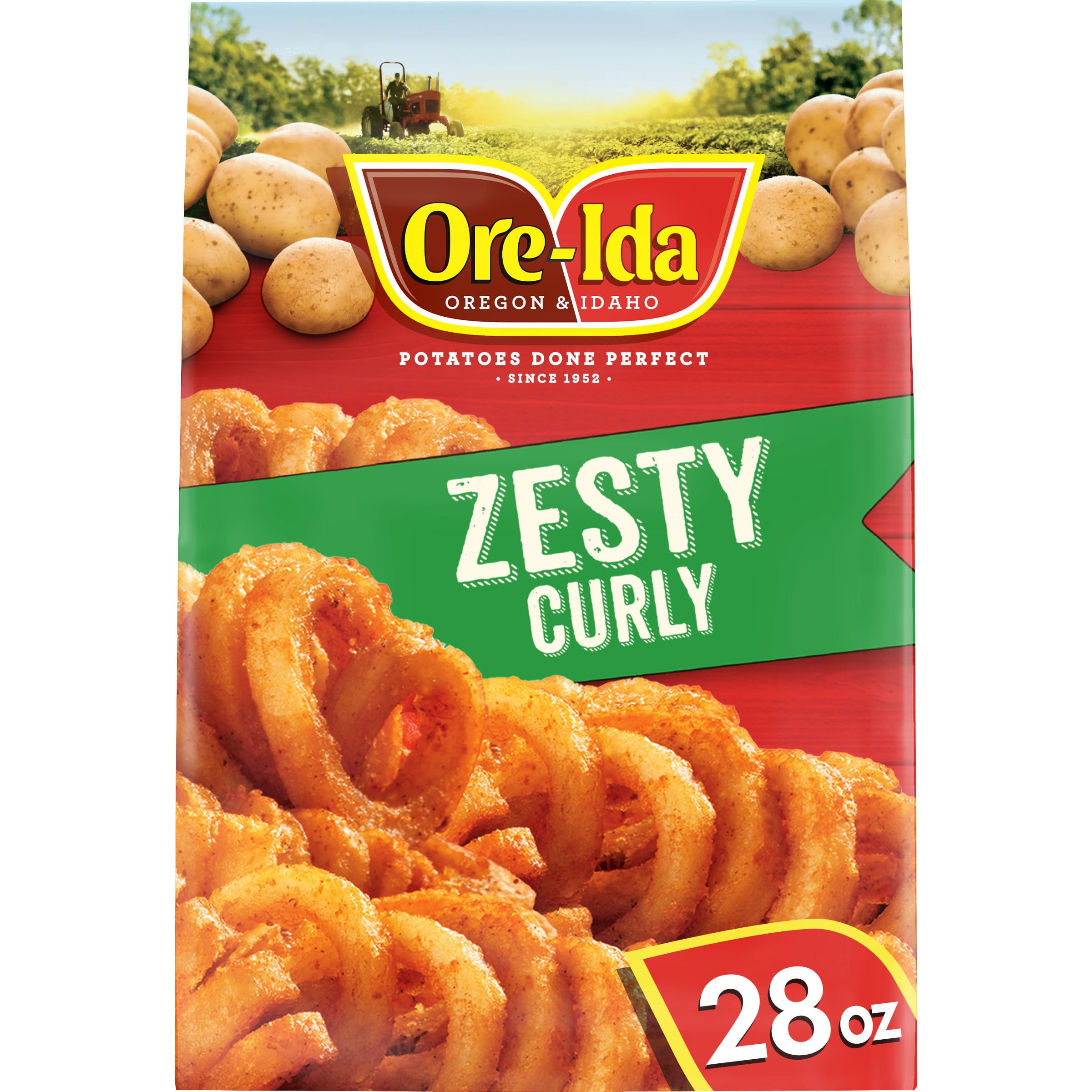 Ore-Ida Zesty Curly Seasoned French Fries Fried Frozen Potatoes, 28 oz Bag