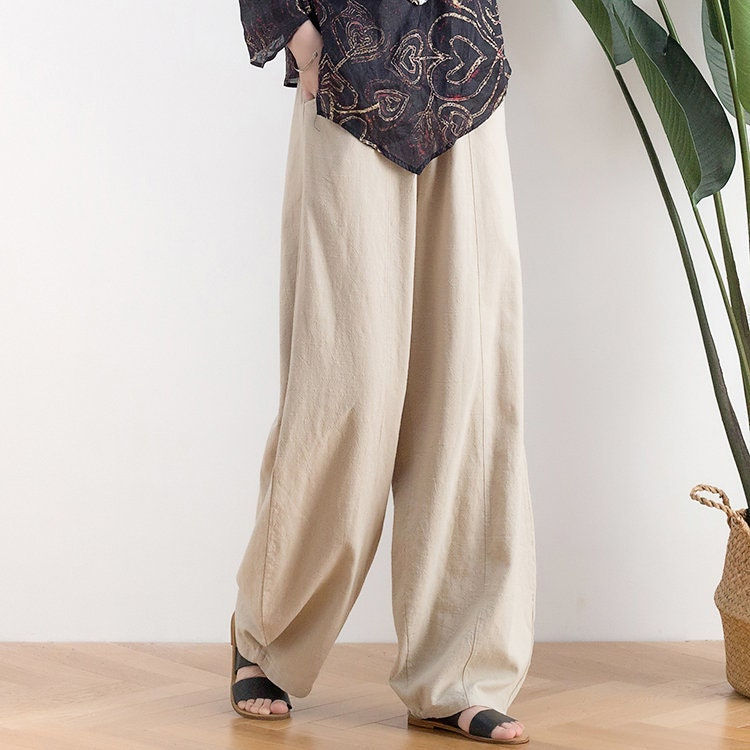 Linen cotton pants linen long pants wide leg pants full length harem pants loos