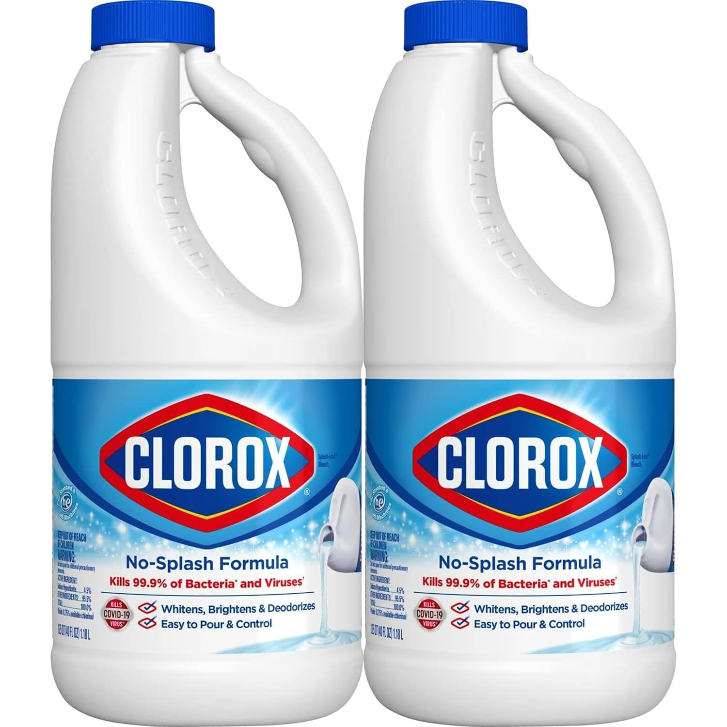 Clorox Splashless Disinfecting Bleach Cleaner, 2 Pack Regular Concentrated Liqu