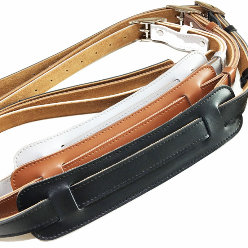 Thumbnail: Durable Leather and Metal Buckle Electric Guitar Strap Belt Shoulder Pad 
