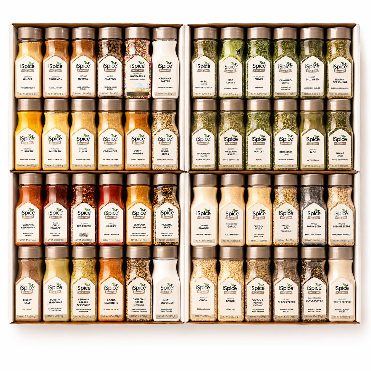 iSpice 48-Pack Starter Spice Set – Essential Herbs, Spices & Seasonings for Coo