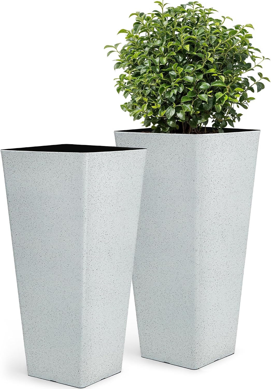 15" Large Flower Pots, 2-Pack Big Plastic Planters for Outdoor Plants | Plant P