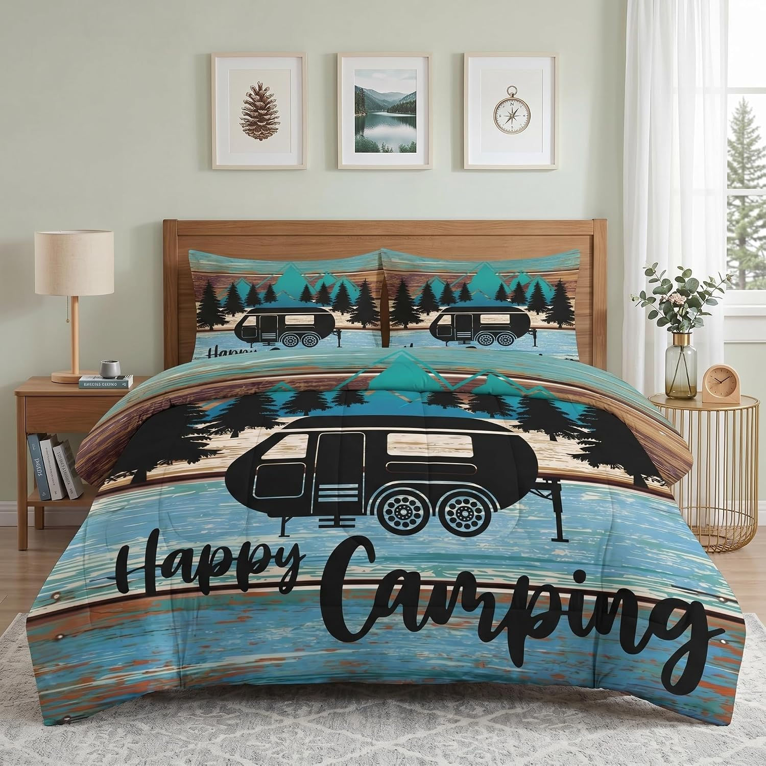 Pamnest Queen Comforter Set, 3 Pieces African Floral Bedding, All Season | Vint