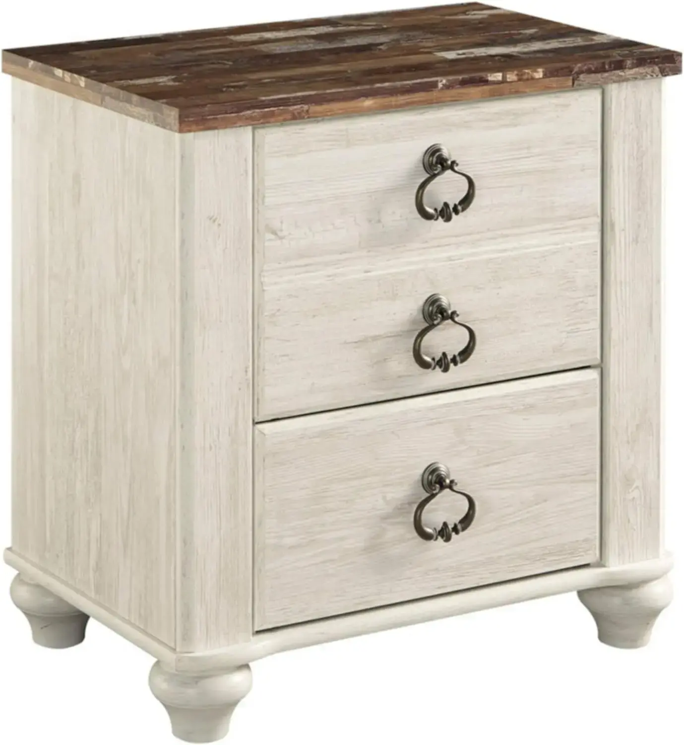 Signature Design by Ashley Willowton Farmhouse 2 Drawer Nightstand with USB Char