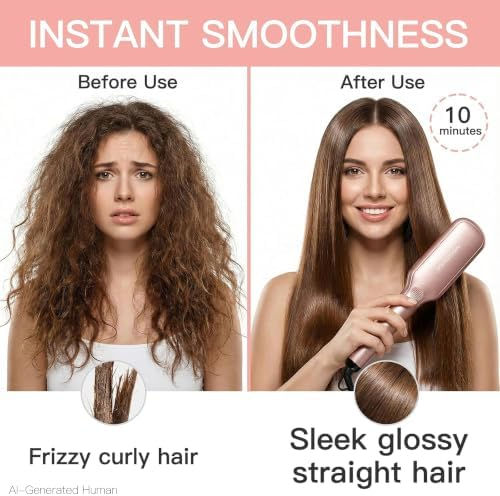 MEGAWISE Hair Straightener Brush, Ionic Ceramic Heated Brush