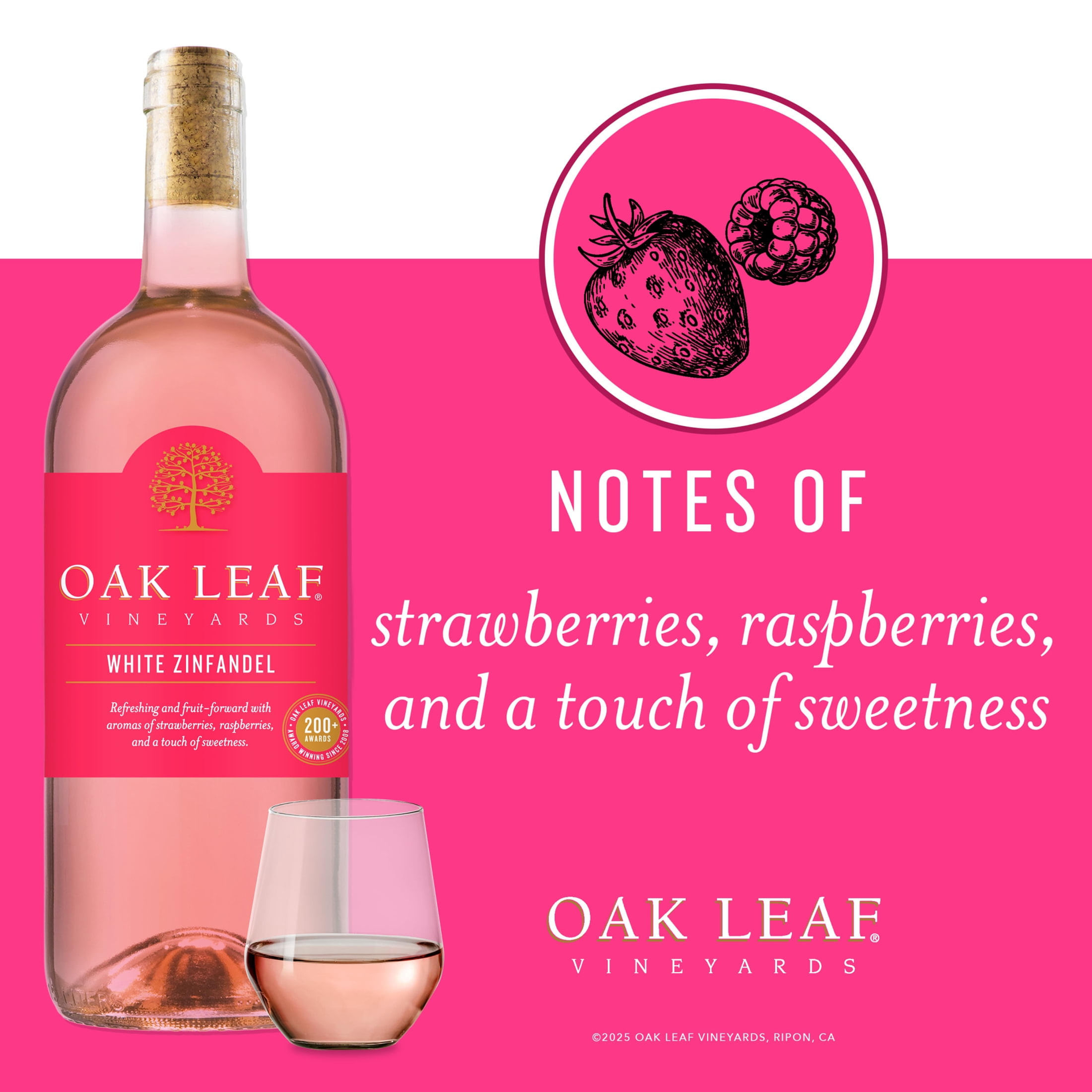 Oak Leaf White Zinfandel, Rose Wine, 1.5L