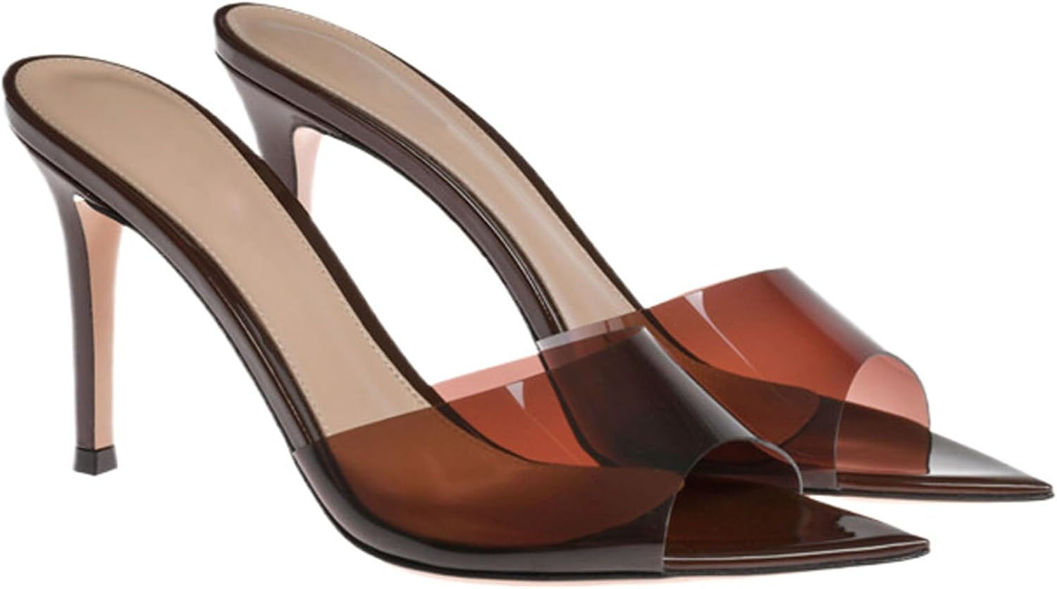 Women's Clear Pointed Toe Slingback Stilettos Heel Sandals Fashion Sexy Comfort