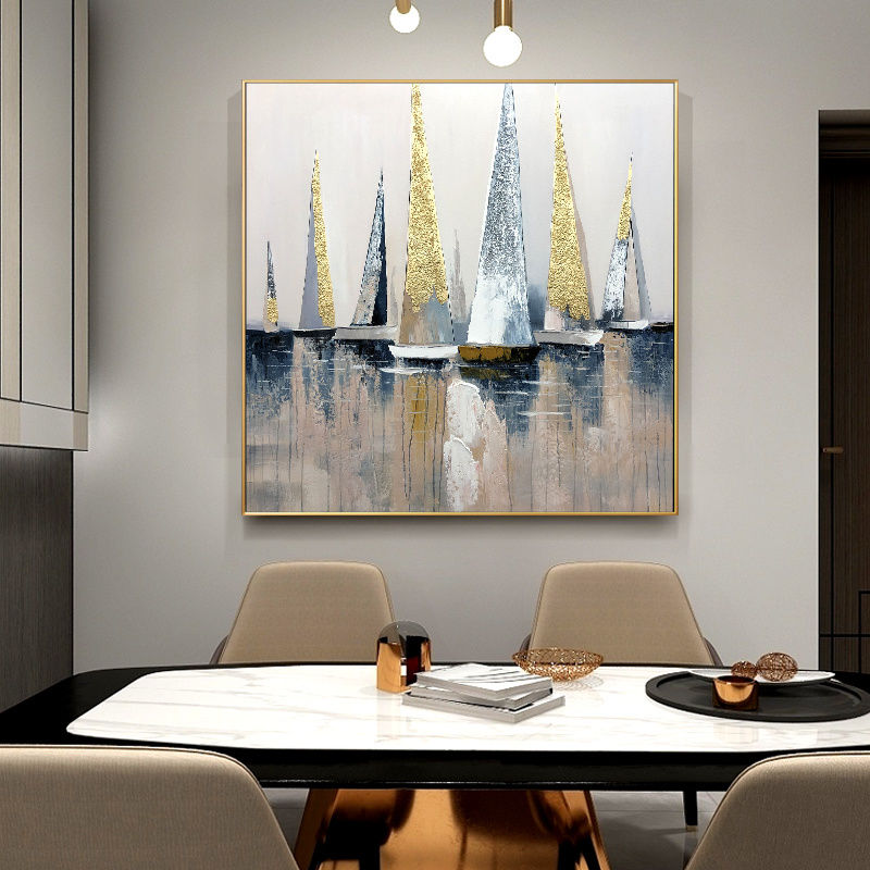 Thumbnail: 100% Hand Painted Abstract Modern Boat Pictures Art Oil Painting On Canvas Wall 