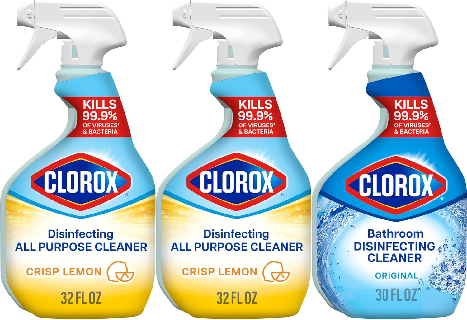 Clorox Disinfecting All-Purpose Cleaner 32 Oz and Bathroom Cleaner, Household E