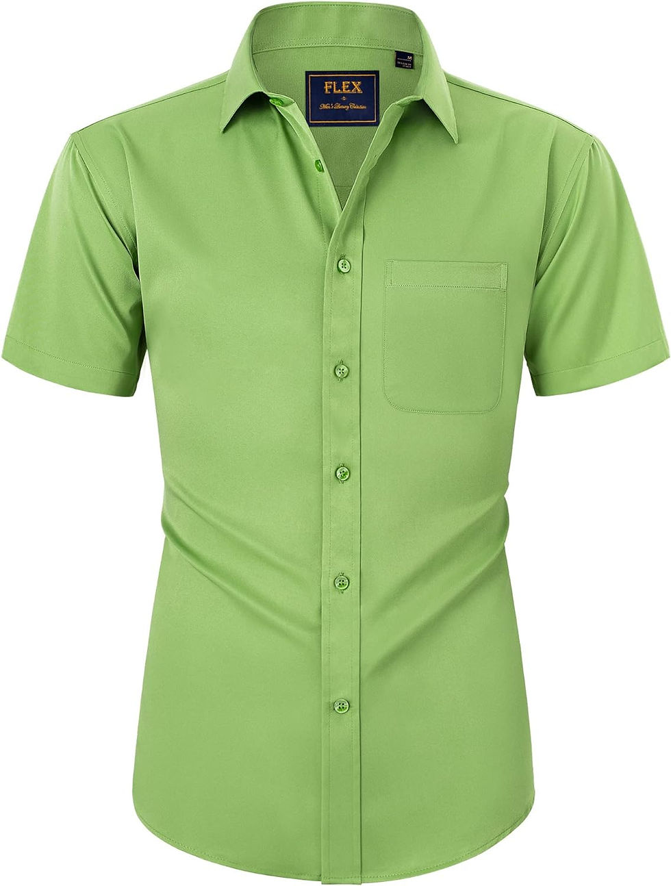 Thumbnail: Alimens & Gentle Mens Short Sleeve Dress Shirts Wrinkle Free Solid Casual Button