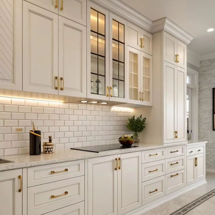 CBMmart Classic Lacquered Kitchen Cabinets Custom Modular Solid Wood Shaker Sty