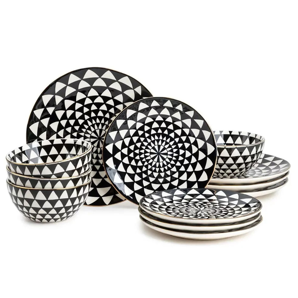 Thyme & Table Dinnerware Black & White Medallion Stoneware