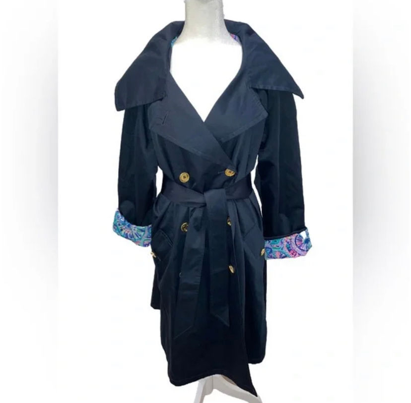 Thumbnail: Lilly Pulitzer “Qynn” Trenchcoat- Onyx- Size L 