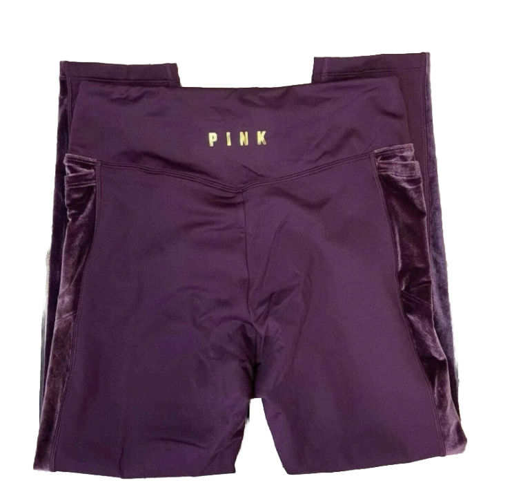 Thumbnail: Victoria’s Secret PINK “Cozy” Juicy Plum Velour Side-Stripe Legging, Size M