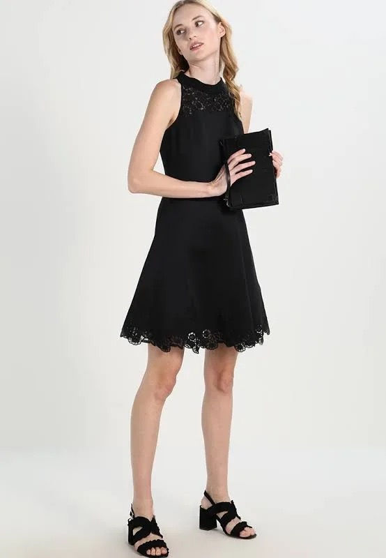 Thumbnail: Ted Baker-  Women’s Black Embroidered Skater Fit & Flare Dress, Size 2
