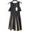 Thumbnail: Ted Baker - Pleated Black/Gold Flutter-Sleeve/Cold-Shoulder Dress, Size 2
