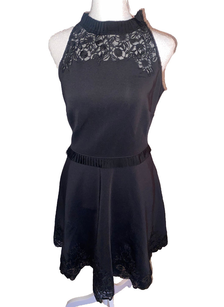 Thumbnail: Ted Baker-  Women’s Black Embroidered Skater Fit & Flare Dress, Size 2