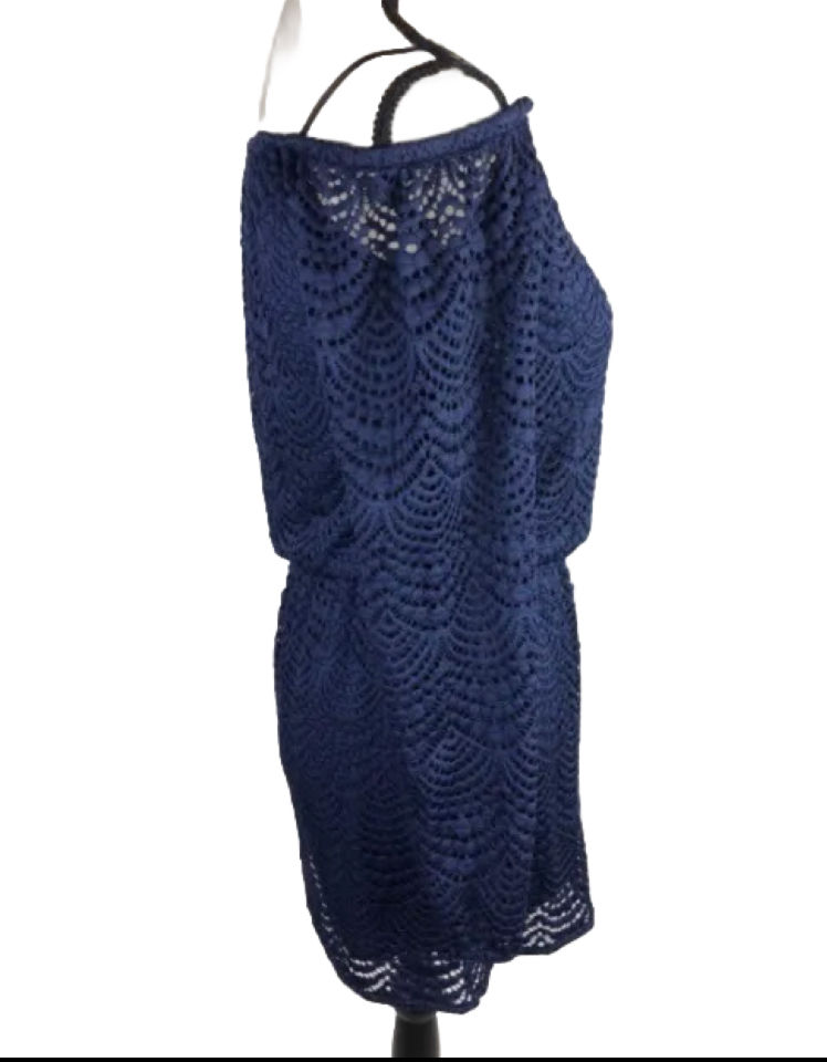 Thumbnail: Lilly Pulitzer “Lana” Lace Off-The-Shoulder  Romper in Navy Blue- Size L