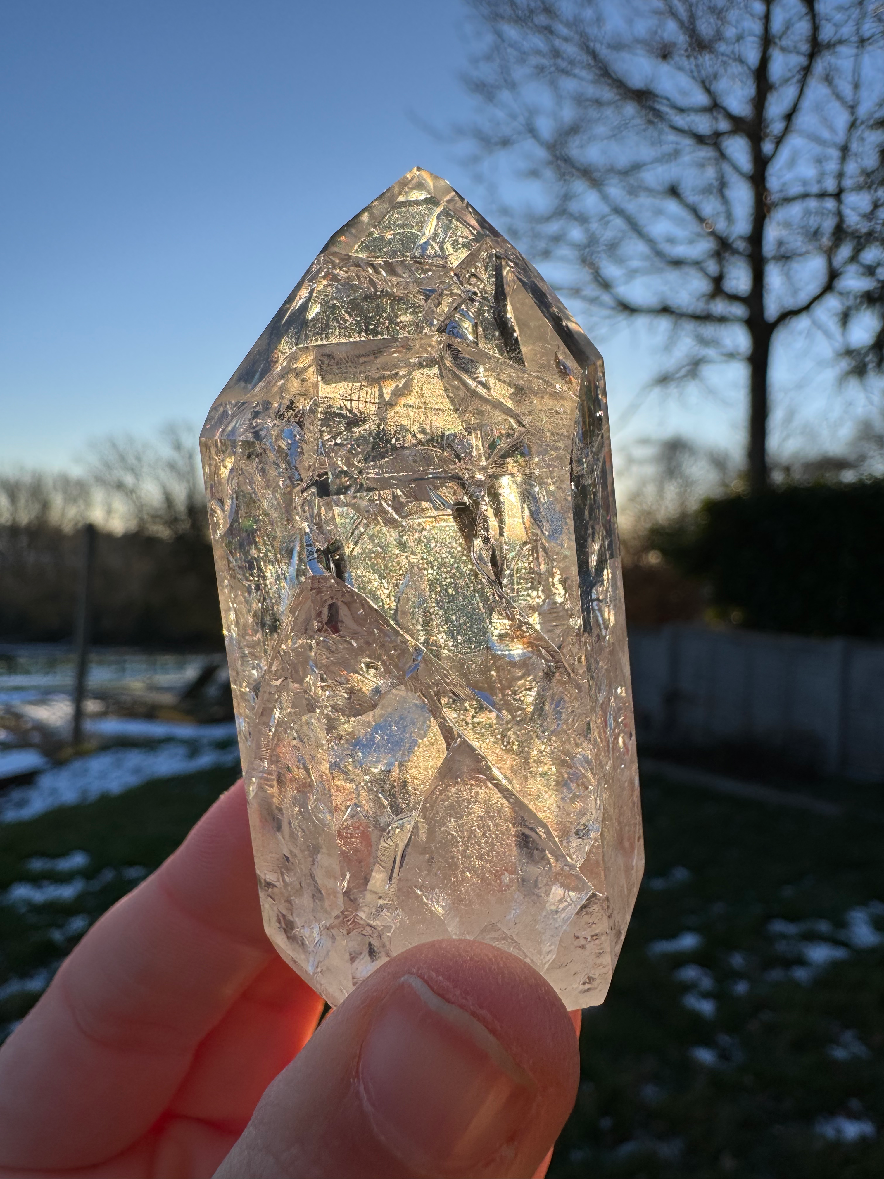 Faceted Crackle Quartz point- Brazil