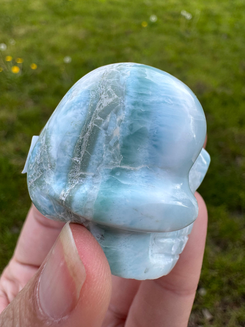 Thumbnail: Larimar hand carved skull- Barahona Province, Dominican republic