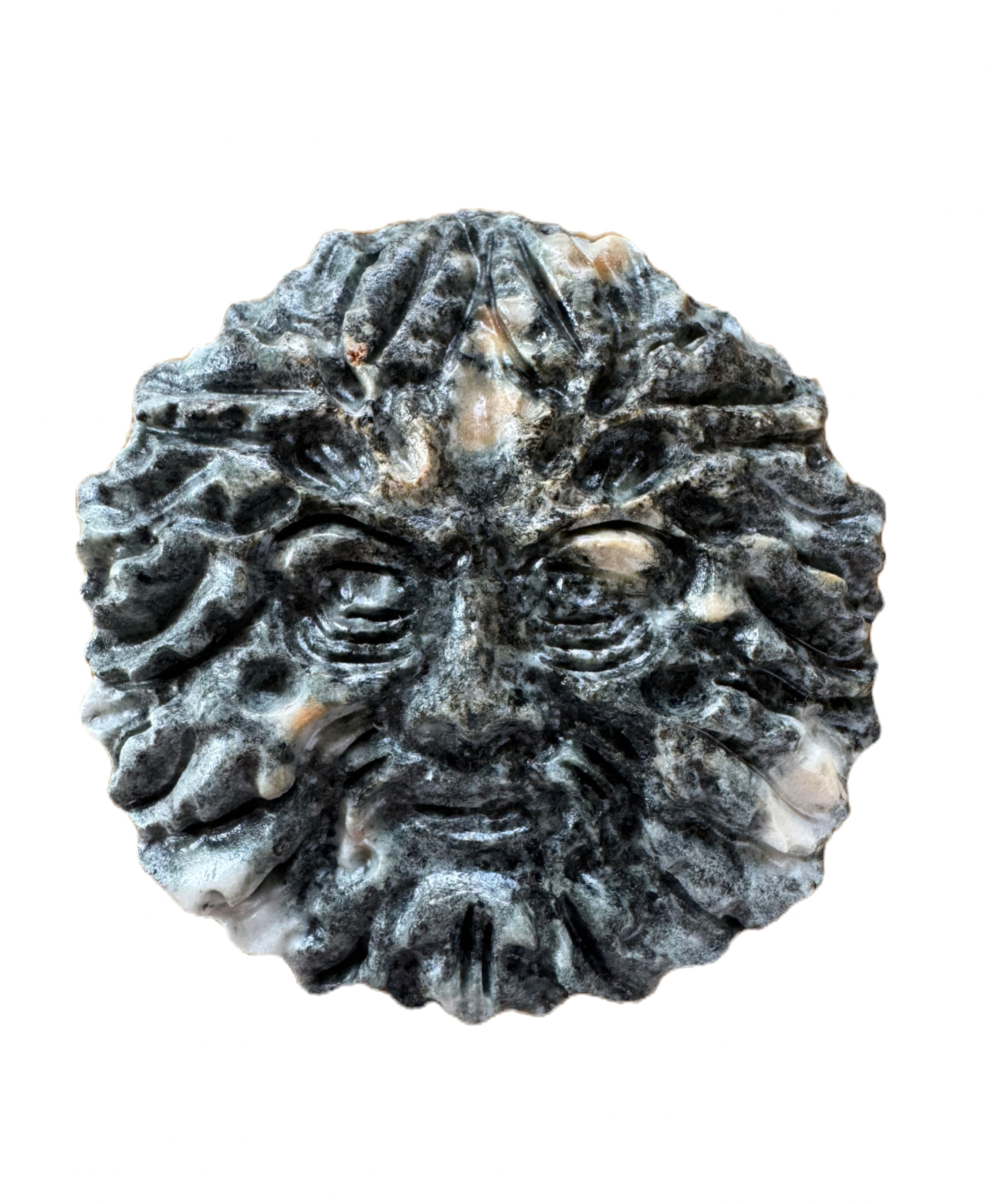 Presili Bluestone Green Man carving, Presili mountain, Wales.