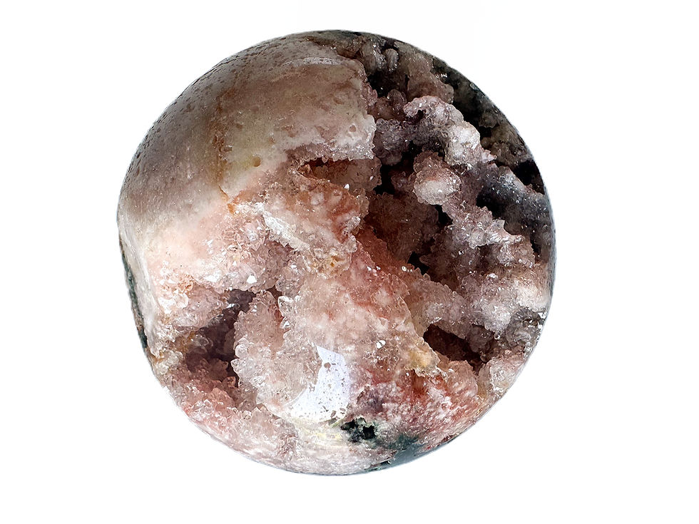 Thumbnail: XL Pink Amethyst and Moss agate sphere, Ametista do Sul, Brazil.