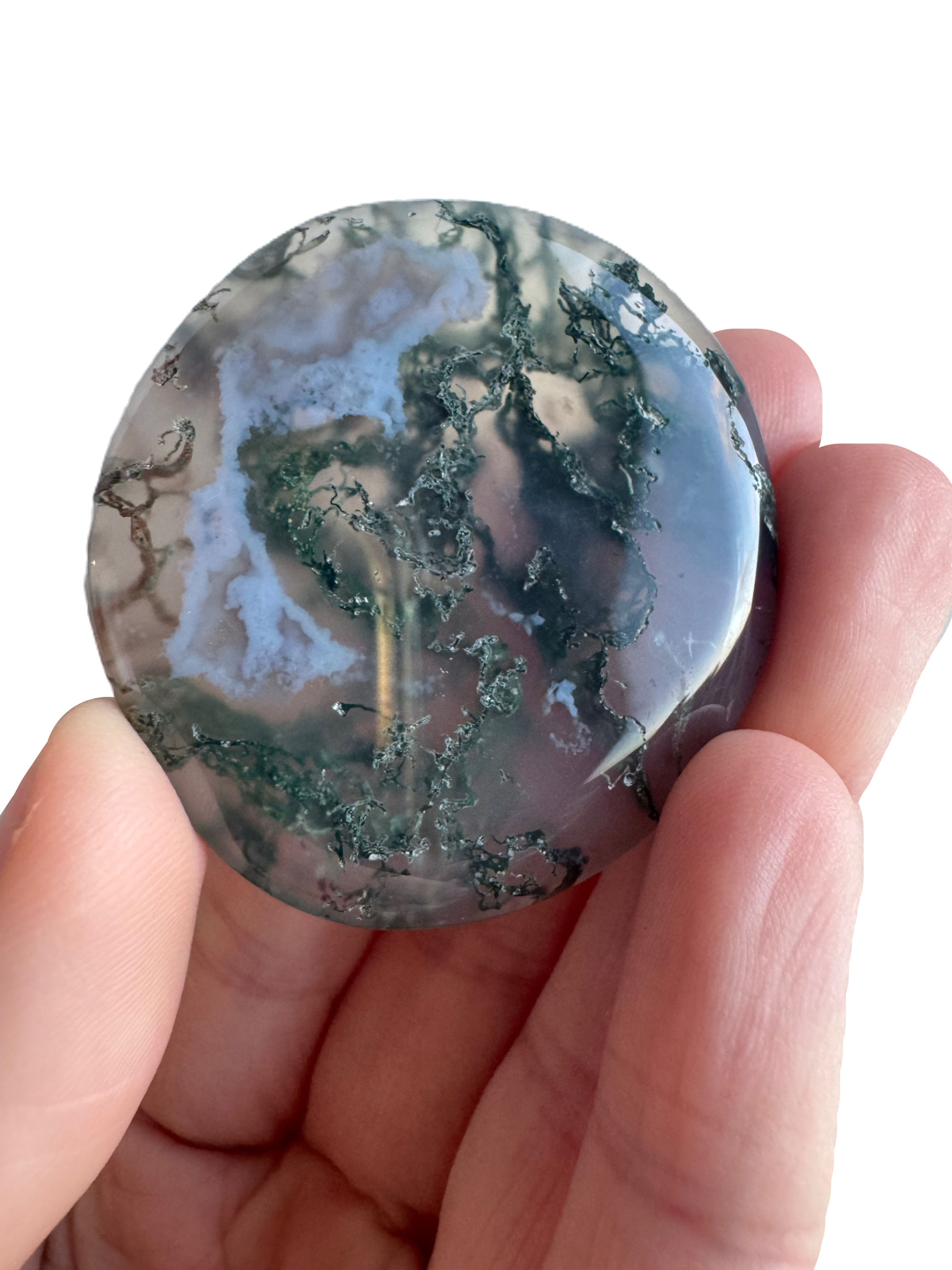 Large Moss Agate palm stone
