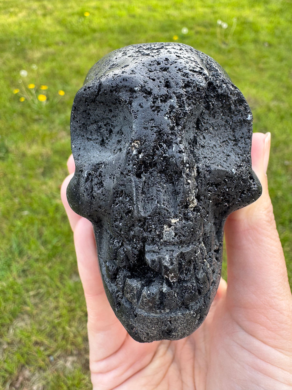 Thumbnail: Black Tourmaline star being with elongated skull from Peru
