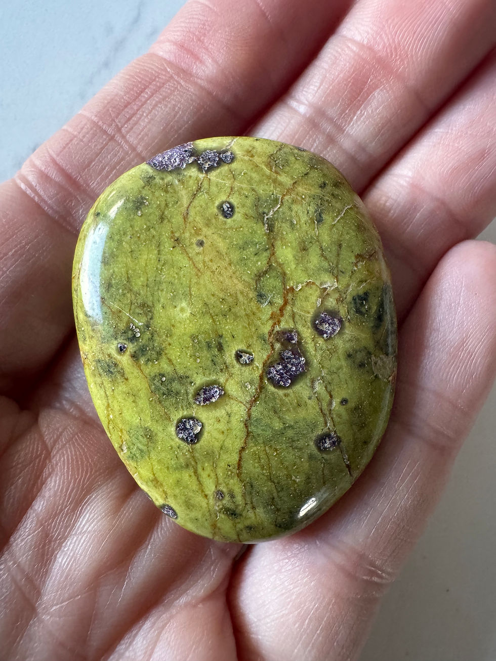 Thumbnail: Atlantesite- Serpentine and Stitchtite Palm stones