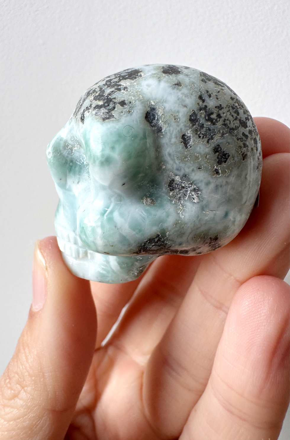 Thumbnail: Larimar hand carved crystal skull- Barahona Province, Dominican republic
