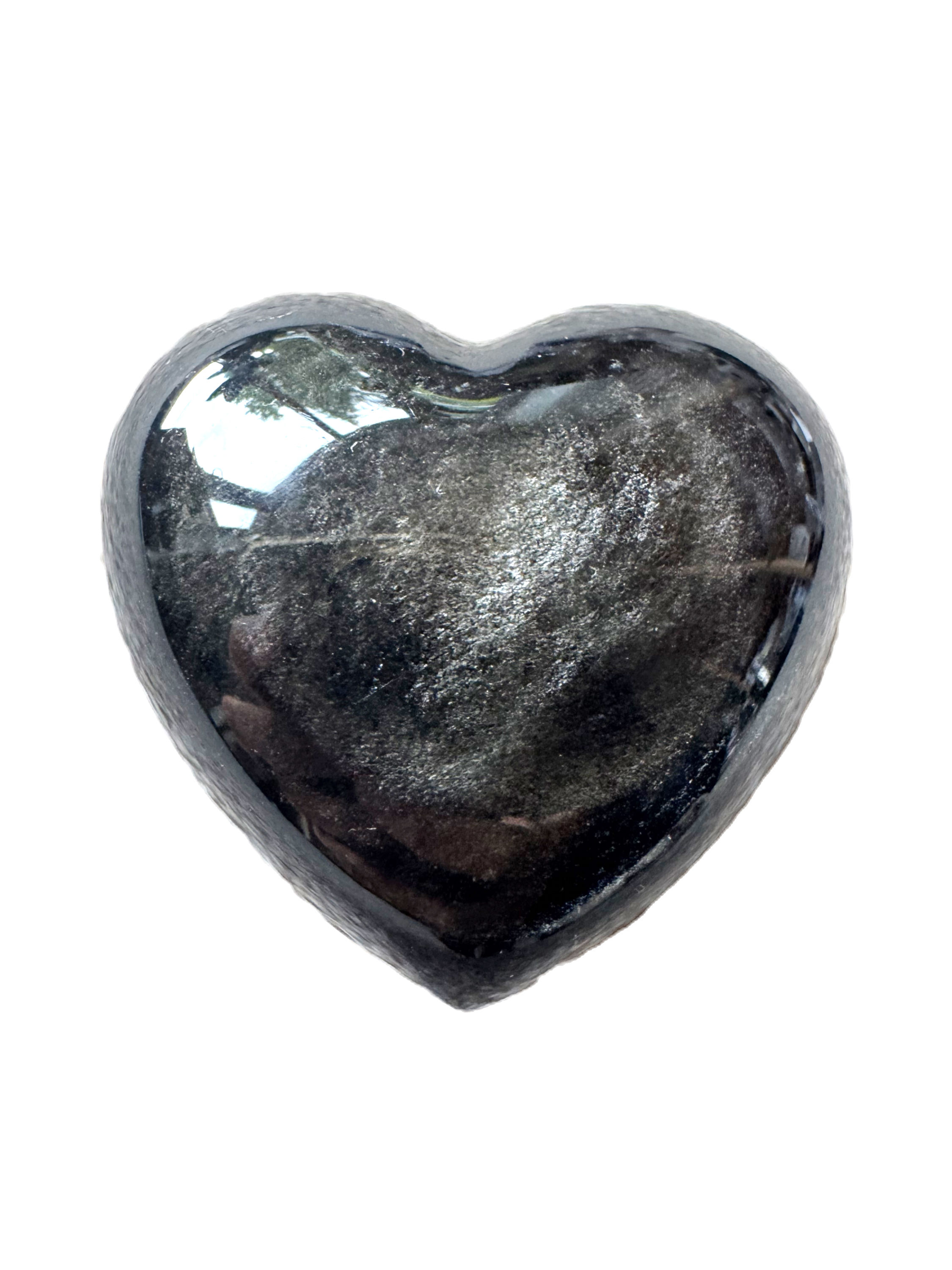 Large chunky Silver Sheen Obsidian Heart- Mexico