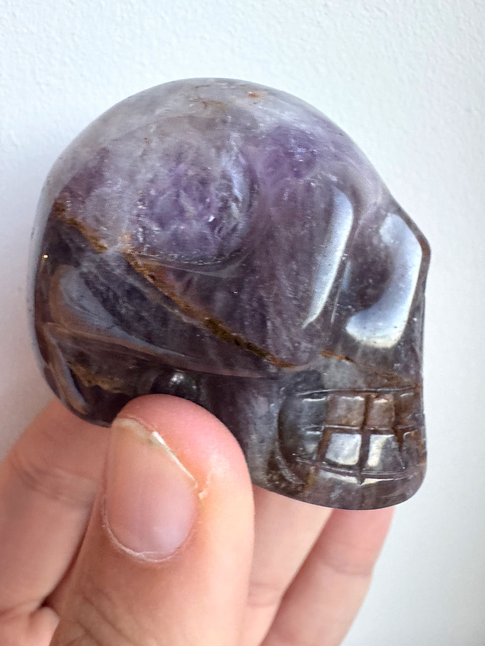 Thumbnail: Hand Carved Chevron Amethyst skull- Attuned to Arcturus/ Atlantis