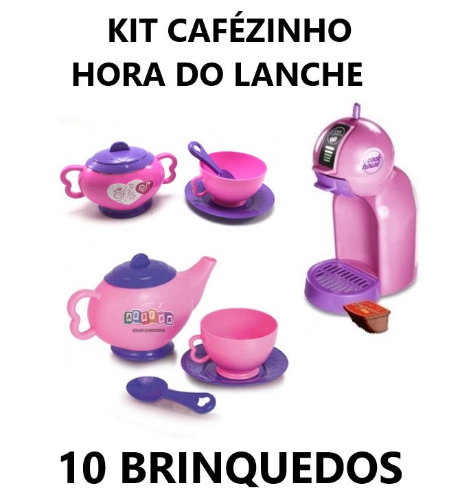 Altimar Kit Cozinha Infantil Cafézinho com 10 Brinquedos, Cafeteira, Brinquedo E
