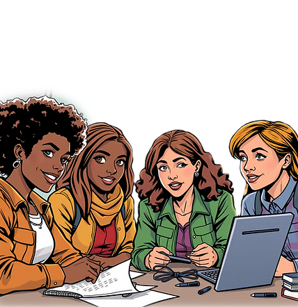 young adults at work in comic book style.png