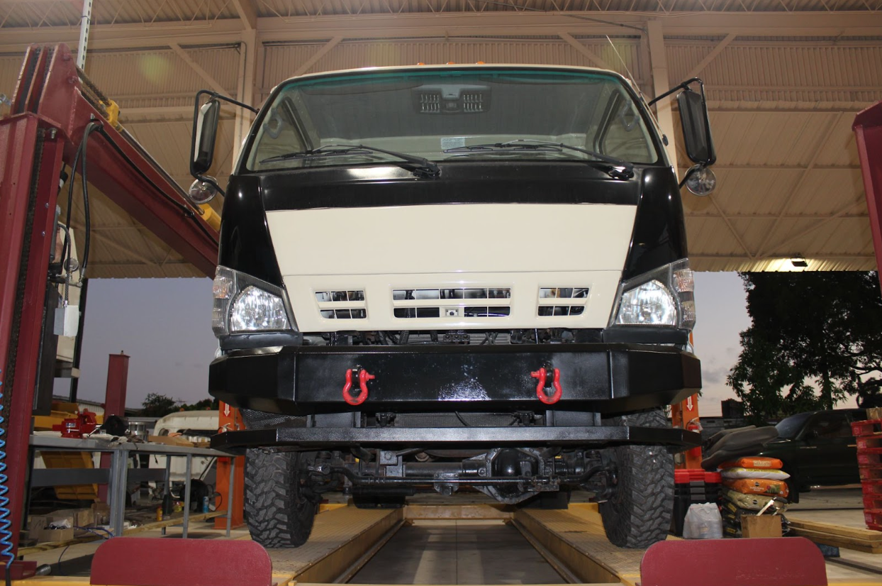 Front, Heavy-Duty, 3-Piece Steel Bumper with Step with Winch Compatible Add-On