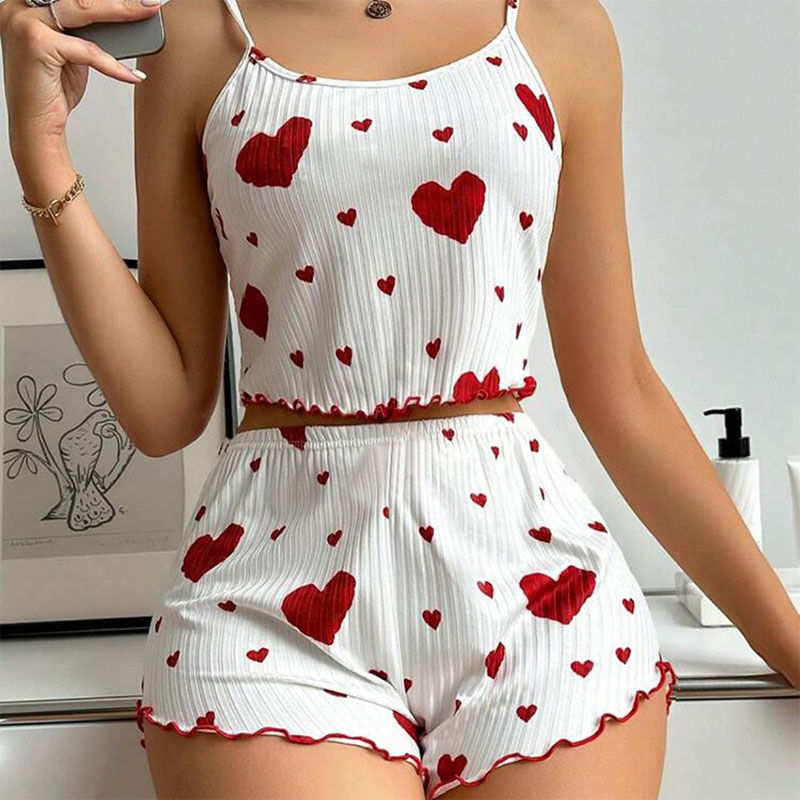 Women's Pajamas Set Sleepwear 2 PCS Short Tank Tops And Shorts S M L White Venti