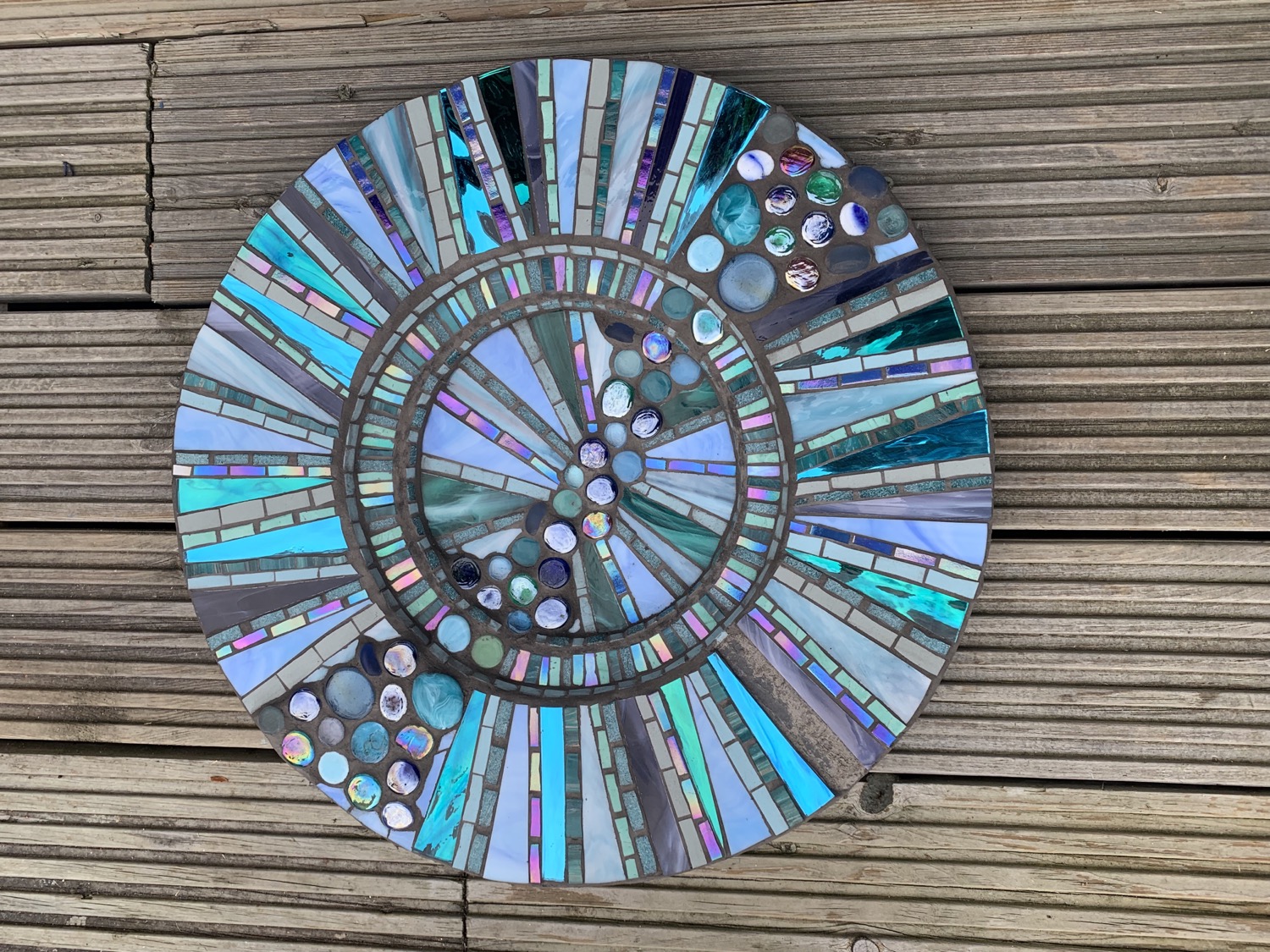 Turquiose and Purple Birdbath