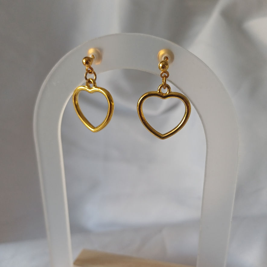 Open heart gold earrings