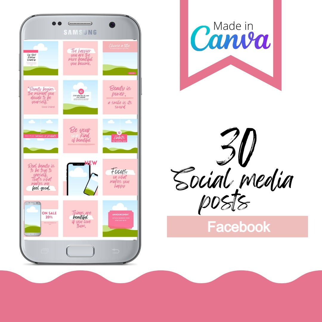 Beauty Canva Templates - 30 Facebook templates
